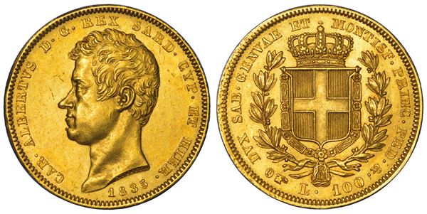 REGNO DI SARDEGNA. CARLO ALBERTO DI SAVOIA, 1831-1849. 100 Lire 1835. Torino.