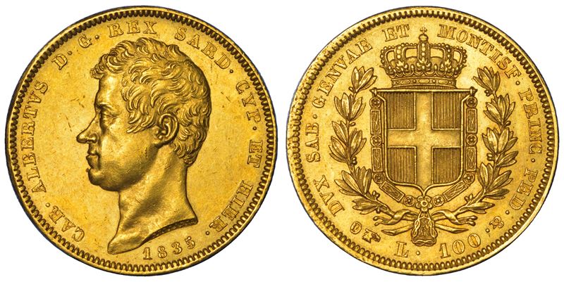 REGNO DI SARDEGNA. CARLO ALBERTO DI SAVOIA, 1831-1849. 100 Lire 1835. Torino.  - Asta Numismatica - Cambi Casa d'Aste