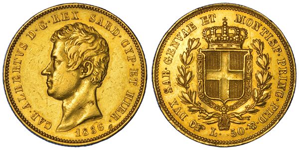 REGNO DI SARDEGNA. CARLO ALBERTO DI SAVOIA, 1831-1849. 50 Lire 1836. Torino.
