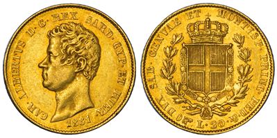 Carlo Alberto di Savoia, 20 Lire 1831, Torino