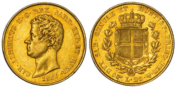 REGNO DI SARDEGNA. CARLO ALBERTO DI SAVOIA, 1831-1849. 20 Lire 1831. Torino.