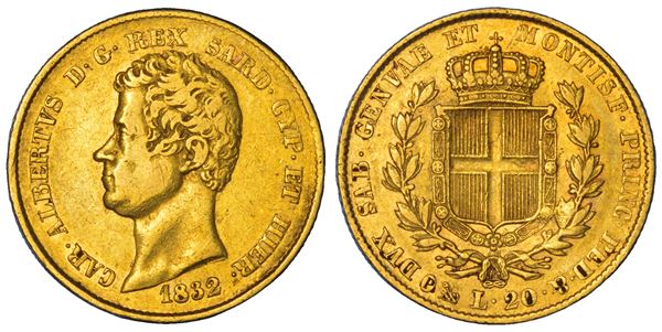 REGNO DI SARDEGNA. CARLO ALBERTO DI SAVOIA, 1831-1849. 20 Lire 1832. Genova.