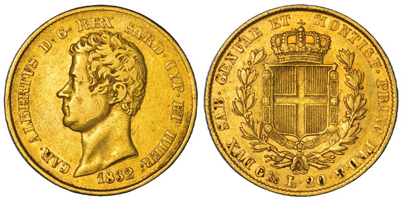 REGNO DI SARDEGNA. CARLO ALBERTO DI SAVOIA, 1831-1849. 20 Lire 1832. Genova.  - Auction Numismatics - Cambi Casa d'Aste
