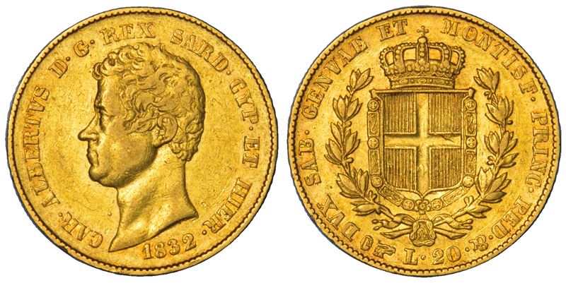 REGNO DI SARDEGNA. CARLO ALBERTO DI SAVOIA, 1831-1849. 20 Lire 1832. Torino.  - Asta Numismatica - Cambi Casa d'Aste