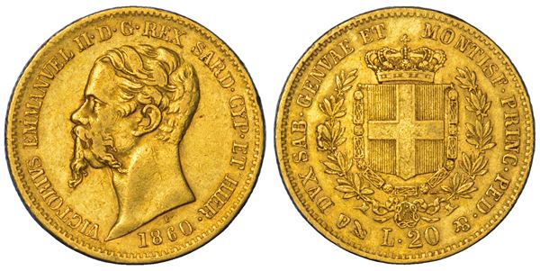 REGNO DI SARDEGNA. VITTORIO EMANUELE II DI SAVOIA, 1849-1861. 20 Lire 1860. Genova.