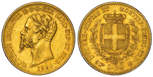 REGNO DI SARDEGNA. VITTORIO EMANUELE II DI SAVOIA, 1849-1861. 20 Lire 1860. Torino.