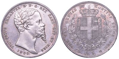 Regno di Sardegna, Vittorio Emanuele II di Savoia, 5 Lire 1853, Genova