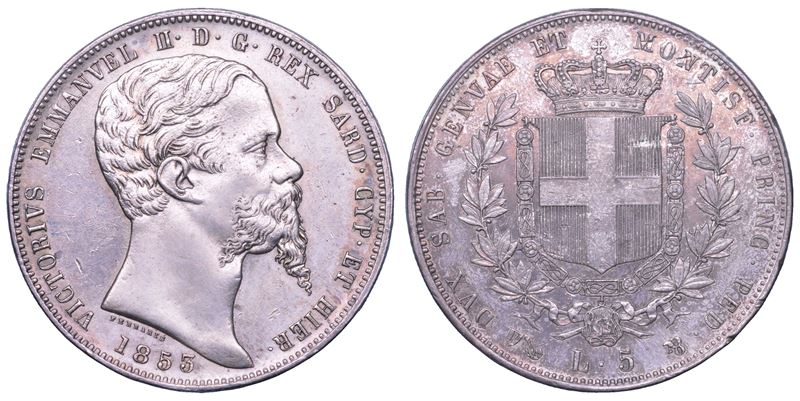 REGNO DI SARDEGNA. VITTORIO EMANUELE II DI SAVOIA, 1849-1861. 5 Lire 1853. Genova.  - Asta Numismatica - Cambi Casa d'Aste