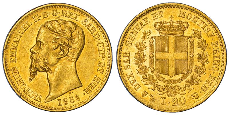 REGNO DI SARDEGNA. VITTORIO EMANUELE II DI SAVOIA, 1849-1861. 20 Lire 1856. Genova.  - Asta Numismatica - Cambi Casa d'Aste