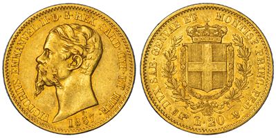 Regno di Sardegna, Vittorio Emanuele II di Savoia, 20 Lire 1857, Torino