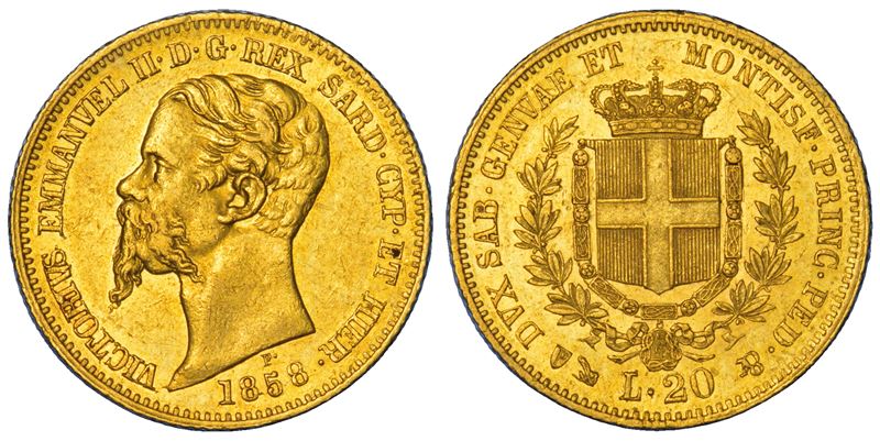 REGNO DI SARDEGNA. VITTORIO EMANUELE II DI SAVOIA, 1849-1861. 20 Lire 1858. Genova.  - Asta Numismatica - Cambi Casa d'Aste
