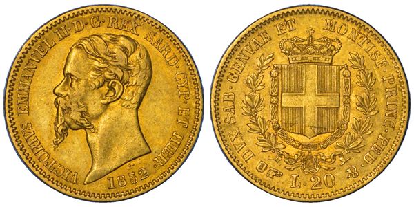 REGNO DI SARDEGNA. VITTORIO EMANUELE II DI SAVOIA, 1849-1861. 20 Lire 1852. Torino.
