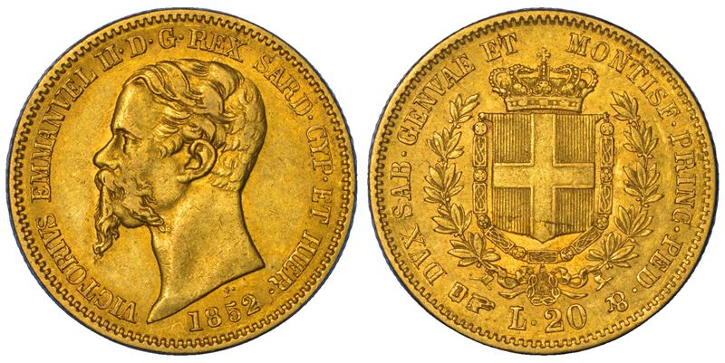 REGNO DI SARDEGNA. VITTORIO EMANUELE II DI SAVOIA, 1849-1861. 20 Lire 1852. Torino.  - Asta Numismatica - Cambi Casa d'Aste