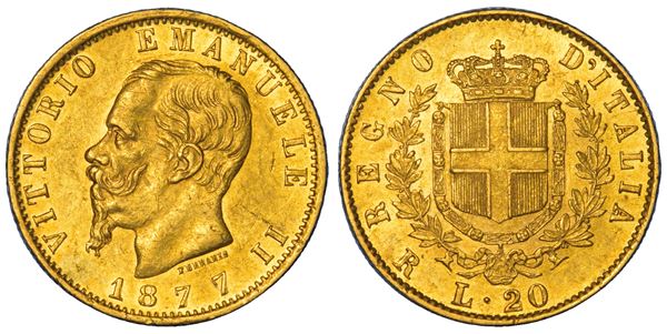 REGNO D'ITALIA. VITTORIO EMANUELE II DI SAVOIA, 1861-1878. 20 Lire 1877. Roma.