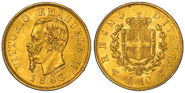 REGNO D'ITALIA. VITTORIO EMANUELE II DI SAVOIA, 1861-1878. 10 Lire 1863. Torino.