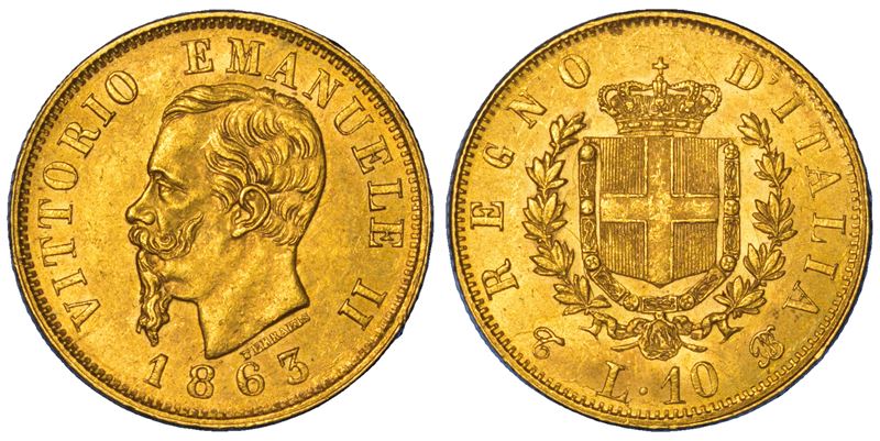 REGNO D'ITALIA. VITTORIO EMANUELE II DI SAVOIA, 1861-1878. 10 Lire 1863. Torino.  - Auction Numismatics - Cambi Casa d'Aste