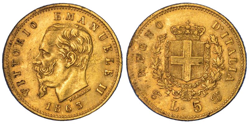 REGNO D'ITALIA. VITTORIO EMANUELE II DI SAVOIA, 1861-1878. 5 Lire 1863. Torino.  - Asta Numismatica - Cambi Casa d'Aste