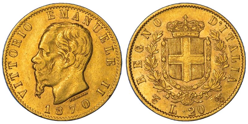REGNO D'ITALIA. VITTORIO EMANUELE II DI SAVOIA, 1861-1878. 20 Lire 1870. Torino.  - Asta Numismatica - Cambi Casa d'Aste