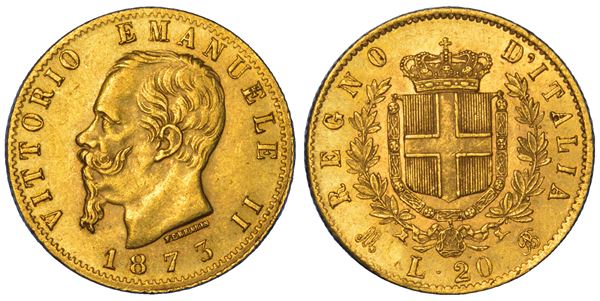 REGNO D'ITALIA. VITTORIO EMANUELE II DI SAVOIA, 1861-1878. 20 Lire 1873. Milano.