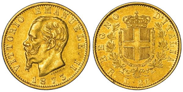 REGNO D'ITALIA. VITTORIO EMANUELE II DI SAVOIA, 1861-1878. 20 Lire 1873. Roma.