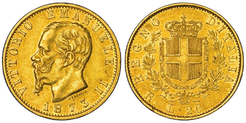 REGNO D'ITALIA. VITTORIO EMANUELE II DI SAVOIA, 1861-1878. 20 Lire 1873. Roma.  - Asta Numismatica - Cambi Casa d'Aste