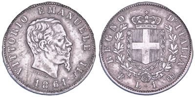 Regno di Sardegna, Vittorio Emanuele II di Savoia, Lira 1861, Torino