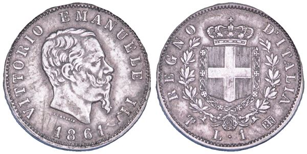 REGNO DI SARDEGNA. VITTORIO EMANUELE II DI SAVOIA, 1849-1861. Lira 1861. Torino.