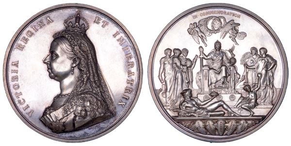 REGNO UNITO. VICTORIA, 1837-1901. Medaglia ufficiale in argento 1887. Giubileo d'oro di Vittoria.