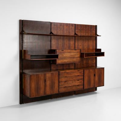 Mobile libreria da parete in legno e metallo