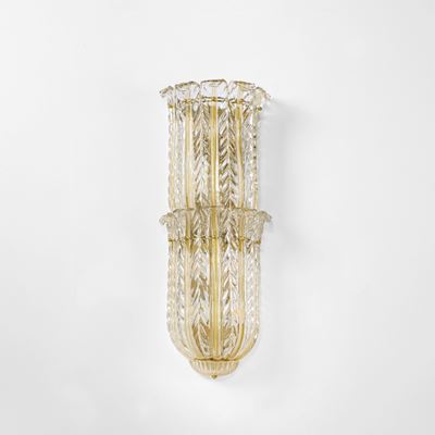 Lampada da parete in vetro di Murano e metallo