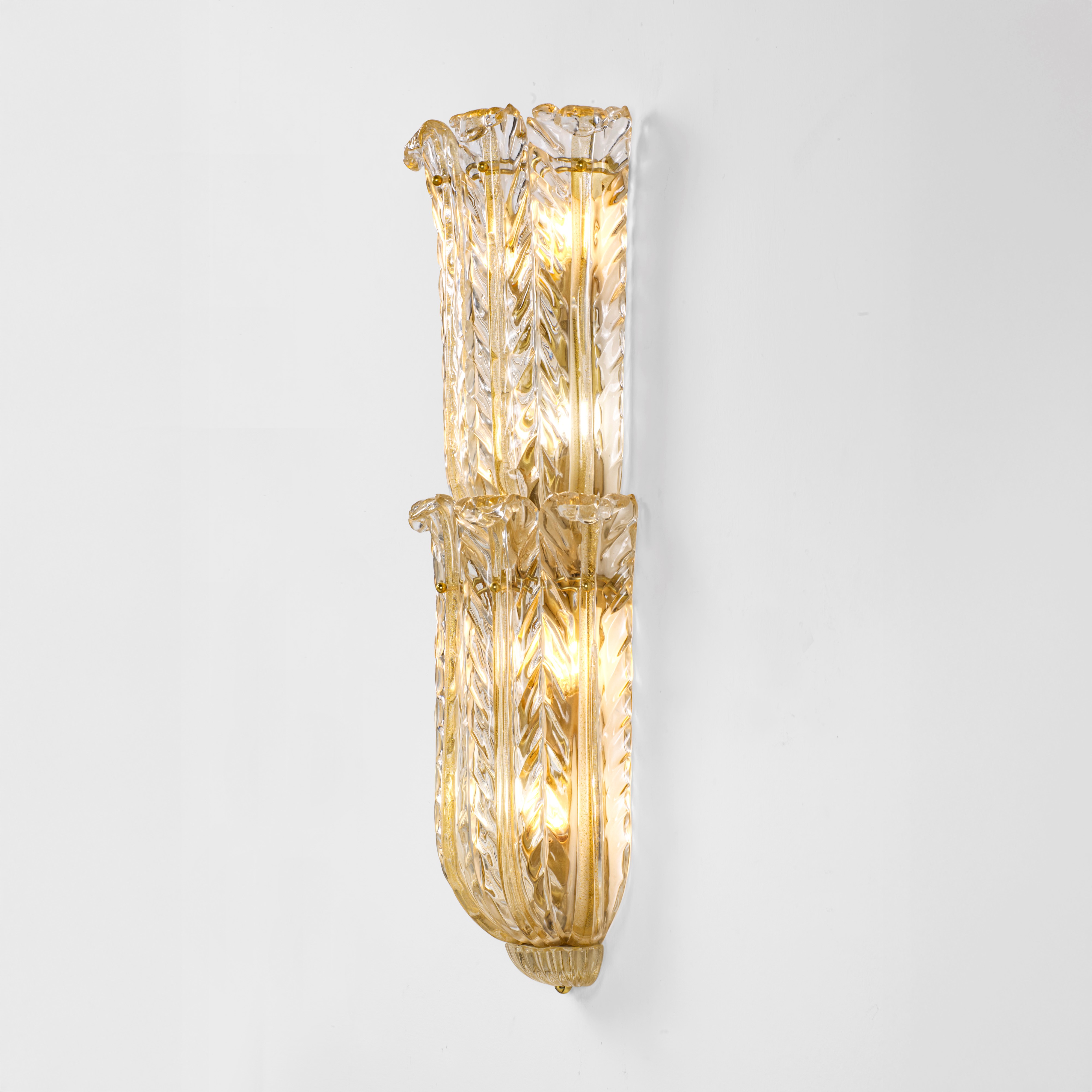 Archimede Seguso - Lampada da parete in vetro di Murano e metallo