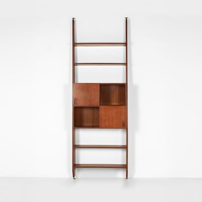 Libreria, legno e legno impiallacciato, Metallo, Italia, ca. 1950