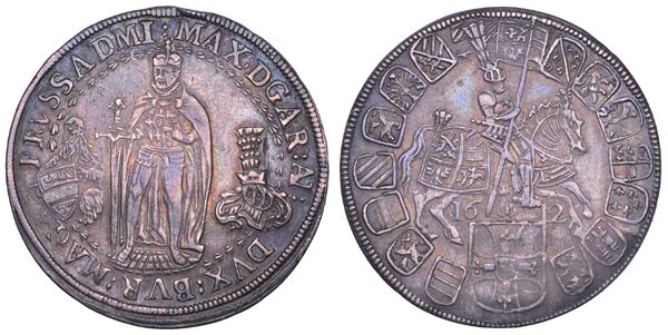 AUSTRIA. MAXIMILIAN III, 1590-1618. 1/2 Taler 1612. Hall.