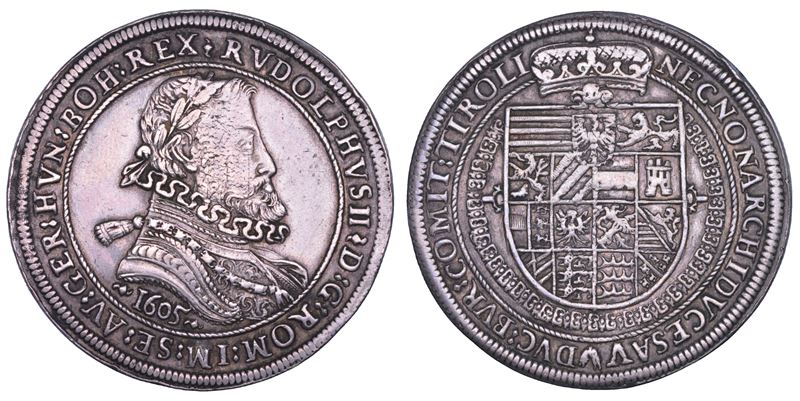 AUSTRIA. RUDOLF II, 1576-1612. Taler 1605. Hall.  - Asta Numismatica - Cambi Casa d'Aste