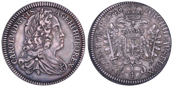 AUSTRIA. KARL VI, 1711-1740. 1/4 Taler 1740. Hall.