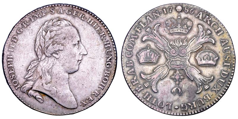 PAESI BASSI AUSTRIACI. JOSEPH II, 1780-1790. Kronentaler 1786. Bruxelles.  - Auction Numismatics - Cambi Casa d'Aste