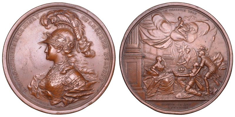RUSSIA. CATERINA II, 1762-1796. Medaglia in bronzo 1762. Ascesa al trono 28 giugno 1762.  - Asta Numismatica - Cambi Casa d'Aste