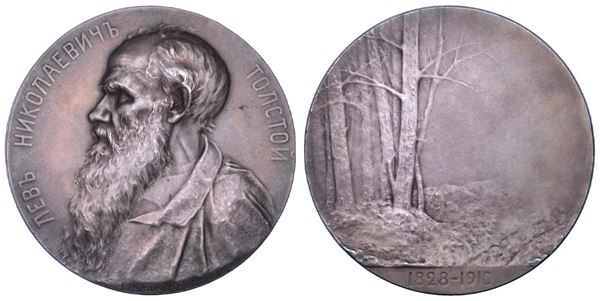RUSSIA. LEV TOLSTOI, 1828-1910. Medaglia in argento 1910.