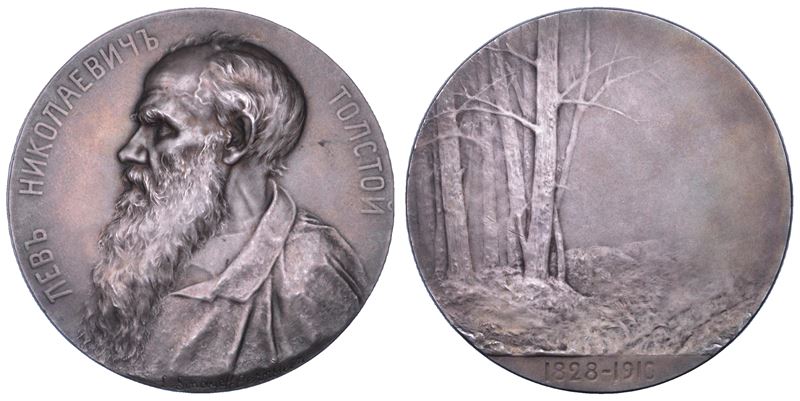 RUSSIA. LEV TOLSTOI, 1828-1910. Medaglia in argento 1910.  - Asta Numismatica - Cambi Casa d'Aste