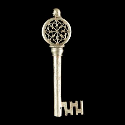 Chiave rinascimentale veneziana in ferro forgiato, altezza 11,9 cm