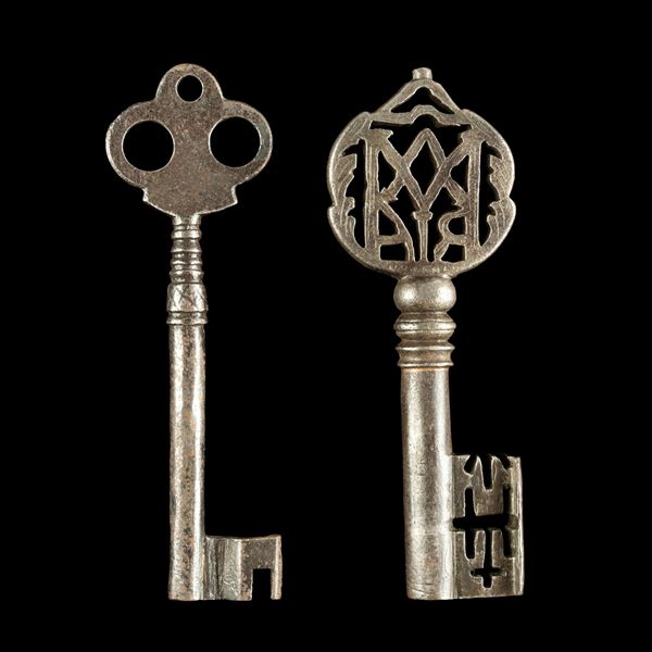 Due chiavi in ferro forgiato. Spagna e Germania, XVII secolo