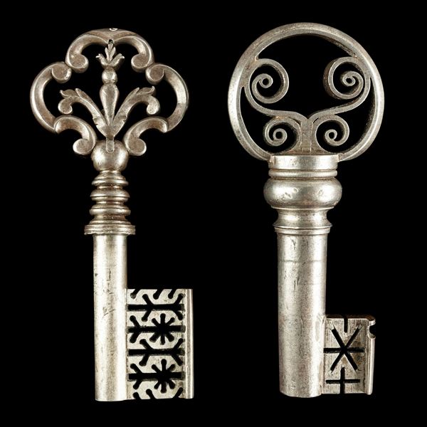 Due chiavi in ferro forgiato. Germania, XVII secolo
