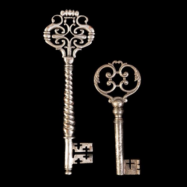 Due chiavi in ferro forgiato. Inghilterra, XVIII secolo