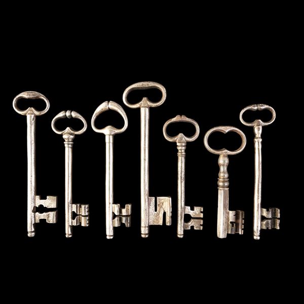 Insieme di sette chiavi in ferro. Francia, XIX secolo