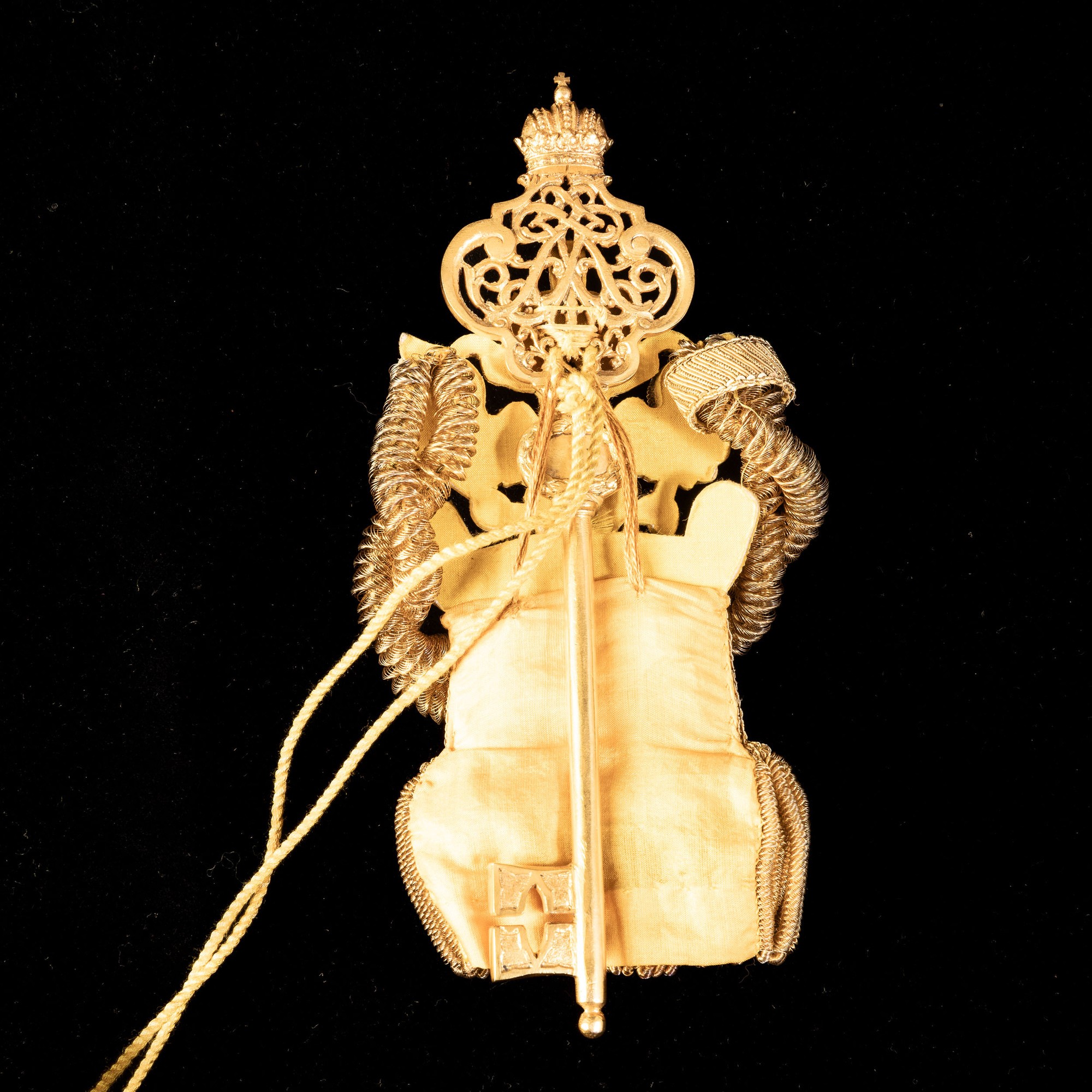 Chiave di rappresentanza in bronzo dorato con monogramma di Maria Federica di Prussia, Francia, X...