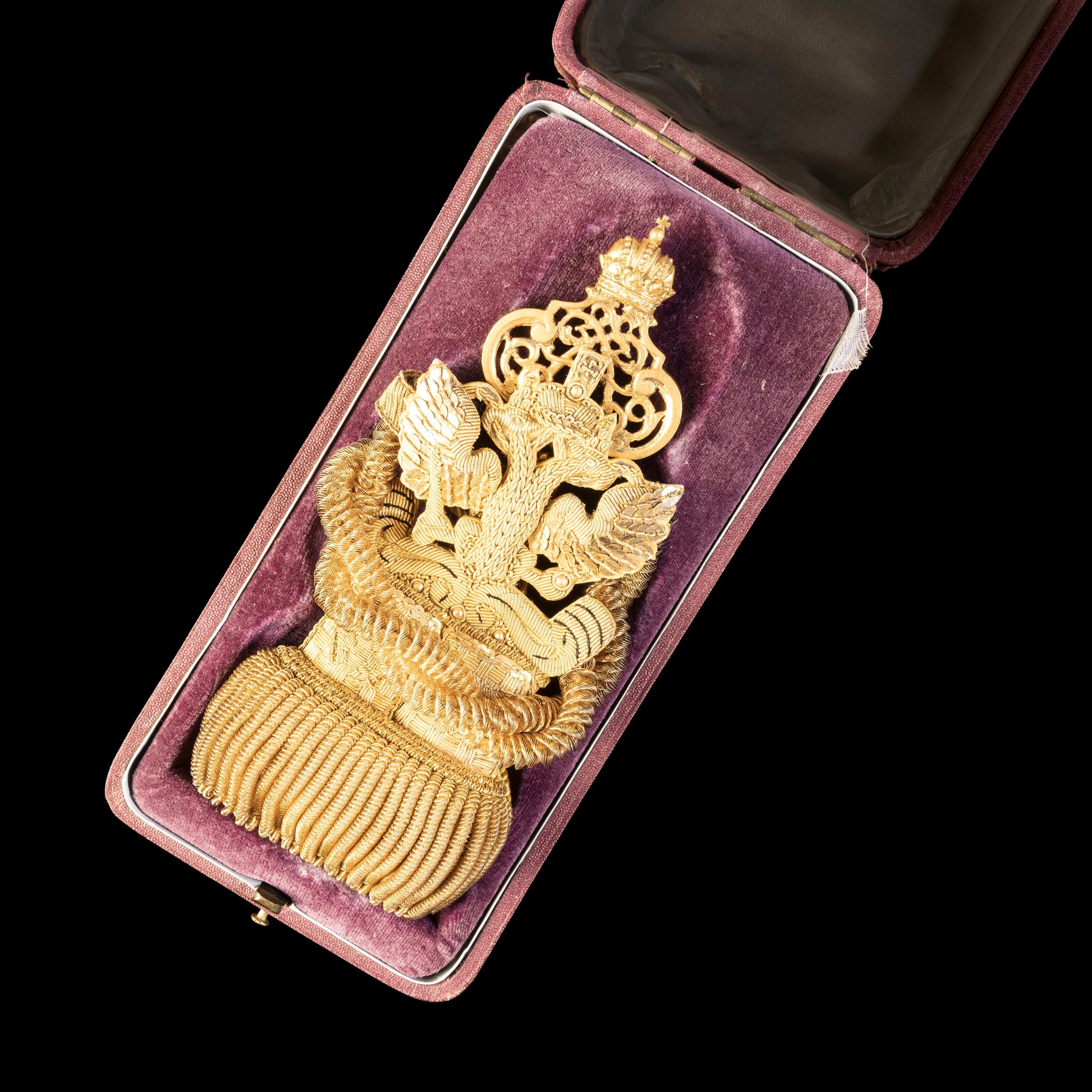 Chiave di rappresentanza in bronzo dorato con monogramma di Maria Federica di Prussia, Francia, X...