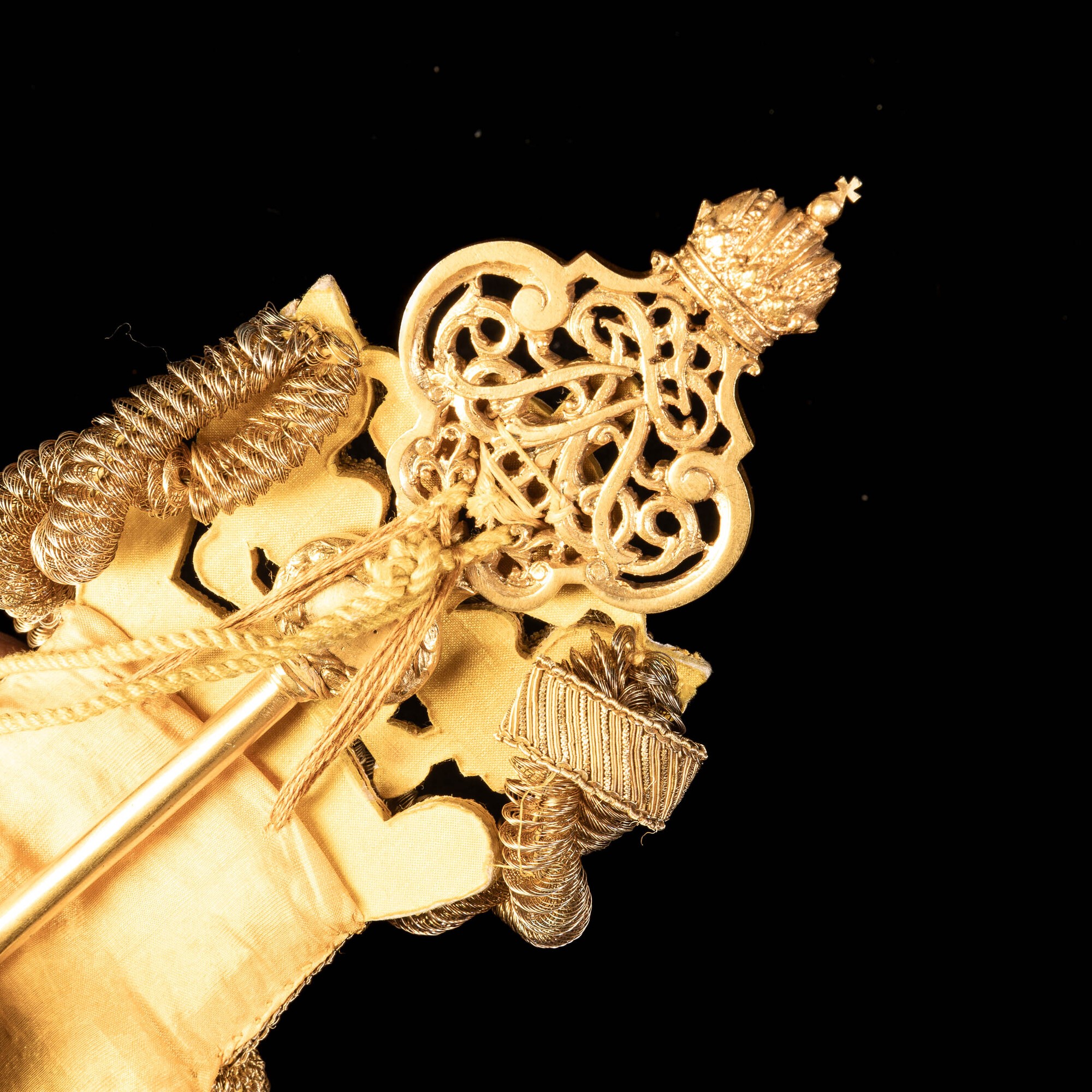 Chiave di rappresentanza in bronzo dorato con monogramma di Maria Federica di Prussia, Francia, X...