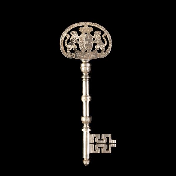 Chiave celebrativa in ferro forgiato dedicata a Ferdinando VII. Spagna, XIX secolo