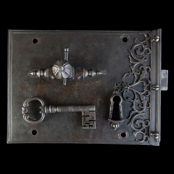 Serratura in ferro per portone. Spagna, XVIII secolo