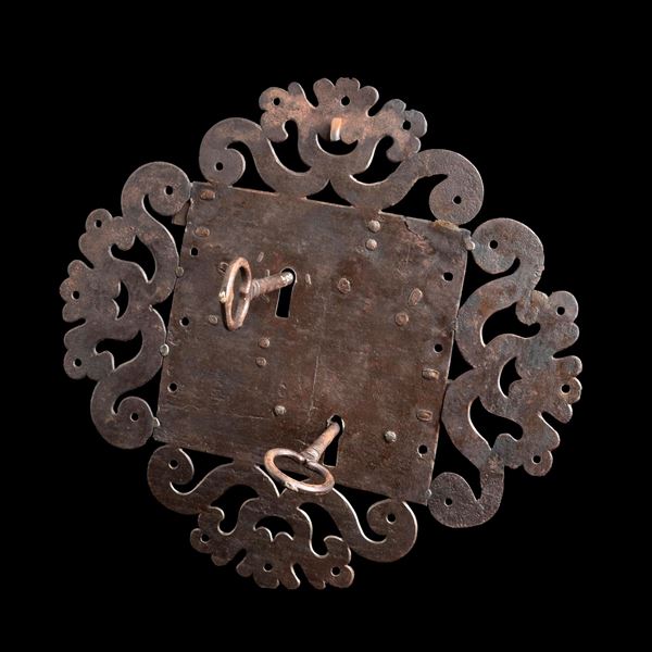 Serratura in ferro da porta. Italia, XVIII secolo